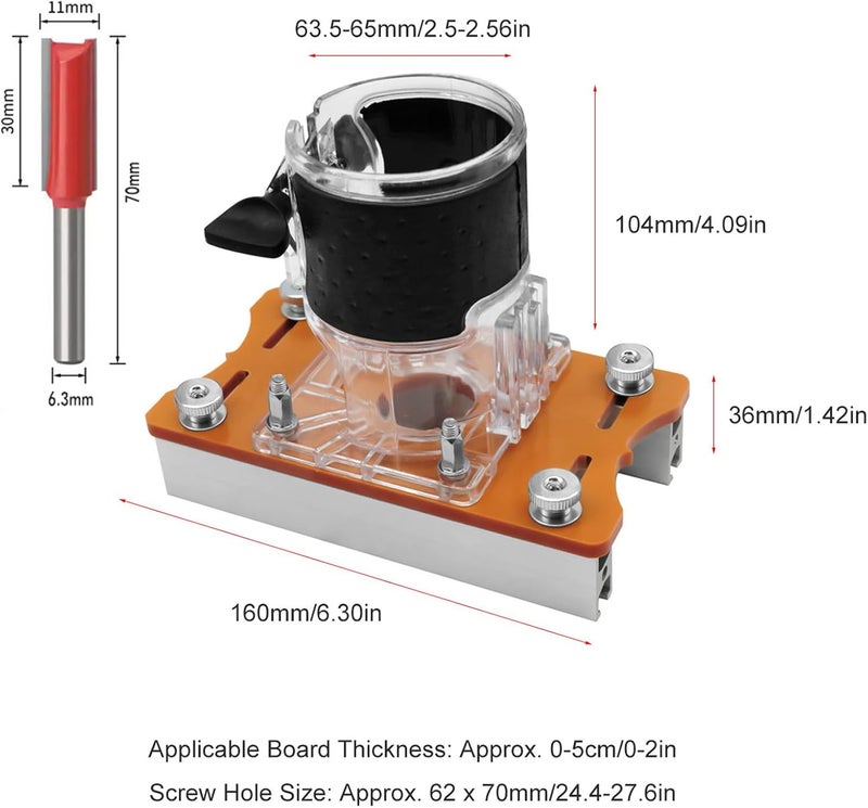 Espusta Furniture Wood Trimmer Router Base, Router Slotting Bracket, 2 in 1 Compact Wood Palm Router Base for Inside Diameter 65mm Trimming Machine - Image 2
